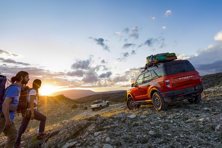 2023 Ford Bronco® Sport SUV parked on rocky terrain with people nearby