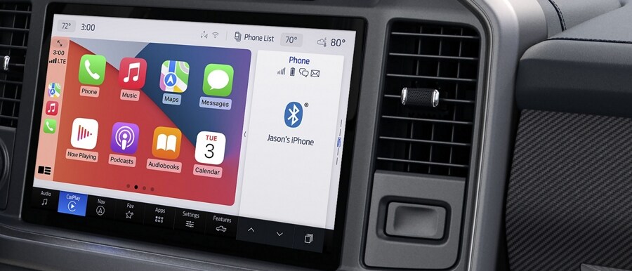 2023 Ford Super Duty® centre screen showing Wireless Apple Carplay® and Android Auto™