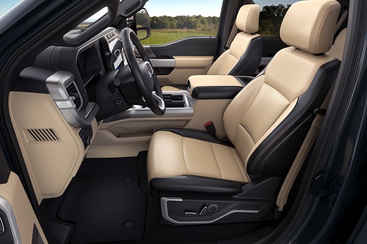 Standard leather-trimmed front seating in 2023 Ford Super Duty® LARIAT