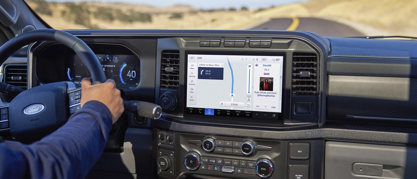 2023 Ford Super Duty® Touchscreen showing Voice Activated Navigation in use