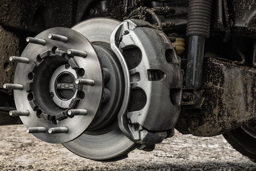 Close-up of the brakes and hub on a 2025 Ford Super Duty® F-450®