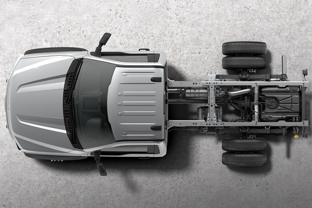 Overhead of 2025 Ford Super Duty® Chassis Cab showing the frame