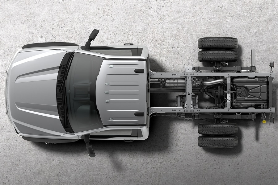 Overhead of 2025 Ford Super Duty® Chassis Cab showing the frame