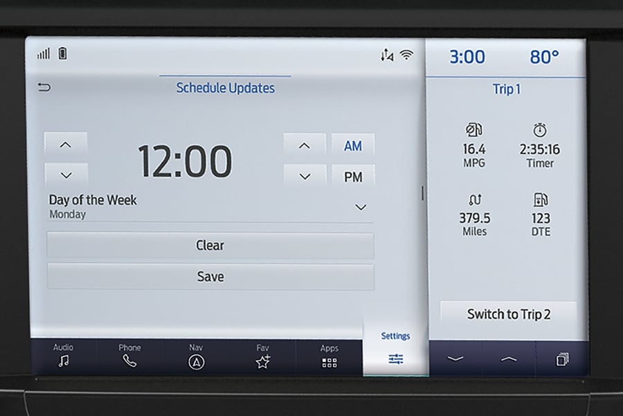 Close-up of a 2025 Ford Super Duty® touchscreen
