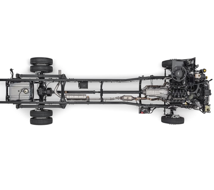 Overhead view of a 2023 Ford E-350 Commercial Stripped Chassis
