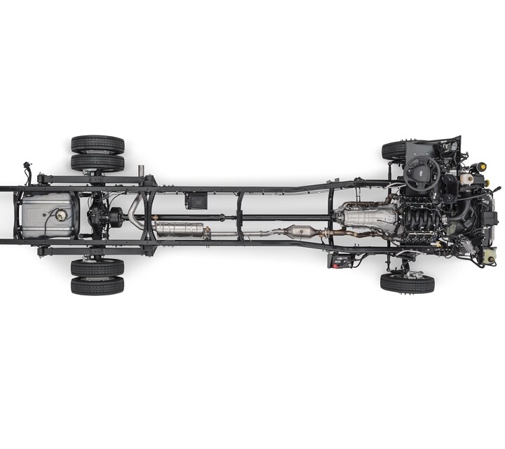 Overhead view of a 2026 Ford E-350 Commercial Stripped Chassis