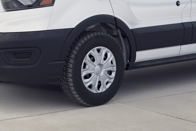 Close-up of the wheel of a 2023 Ford E-Transit™ van