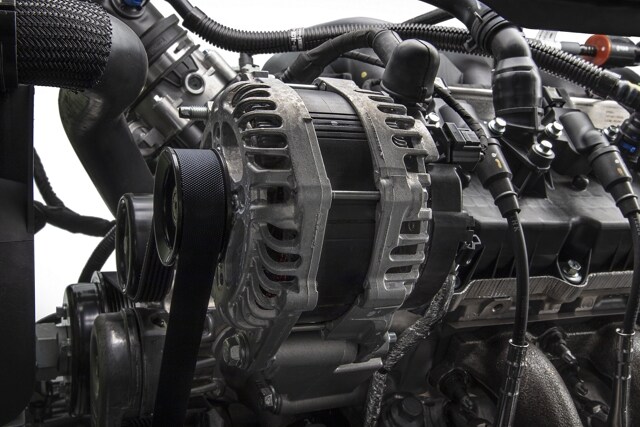 Close-up of the heavy-duty alternators for the 2024 Ford E-Series Cutaway