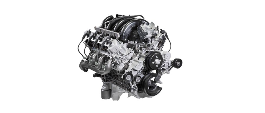 Close-up of the 2024 Ford E-Series Cutaway 7.3L V8 Engine