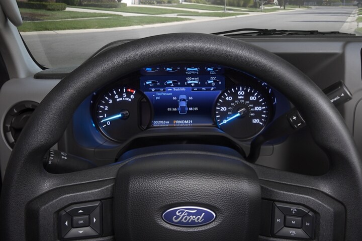 Close-up of the Electronic Message Centre in the 2025 Ford E-Series Cutaway