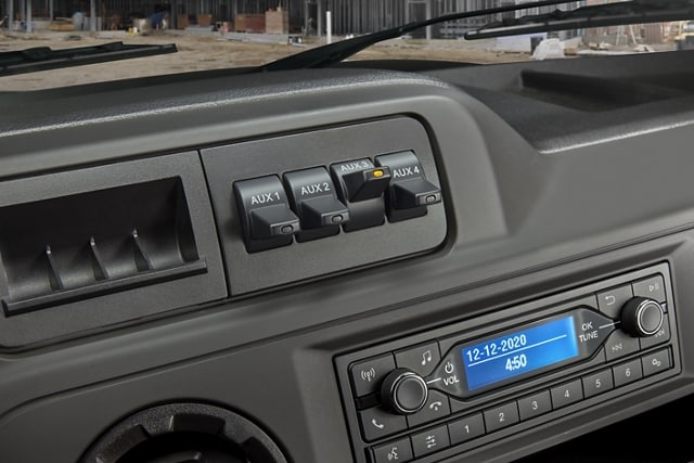 Close-up of the High-Capacity Upfitter Switches of the 2025 Ford E-Series Cutaway