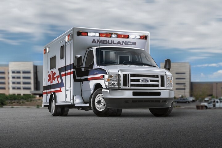 2025 Ford E-Series dual-rear-wheel Cutaway with Type III Ambulance upfit