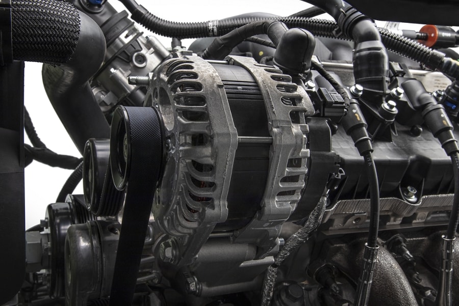 Close-up of the heavy-duty alternators for the 2026 Ford E-Series Cutaway