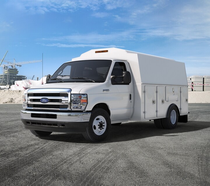 2026 Ford E-Series Cutaway dual-rear-wheel with contractor body upfit
