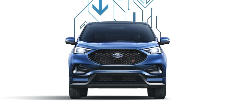 Arrow graphics above a 2023 Ford Edge® SUV