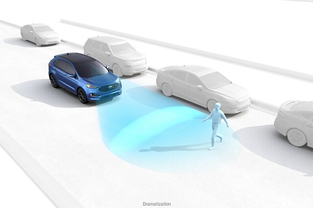 Graphic depicting Pre-Collision Assist with Automatic Emergency Braking