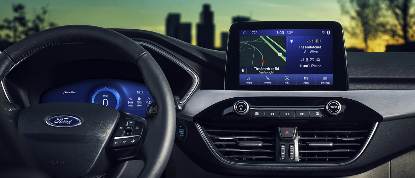 Interior of a 2022 Ford Escape showing the available SYNC® 3 technology