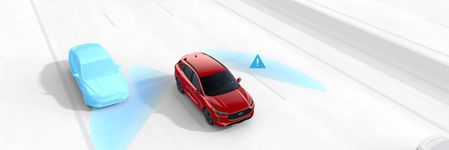 Still frame of BLIS® with Cross-Traffic Alert feature in use