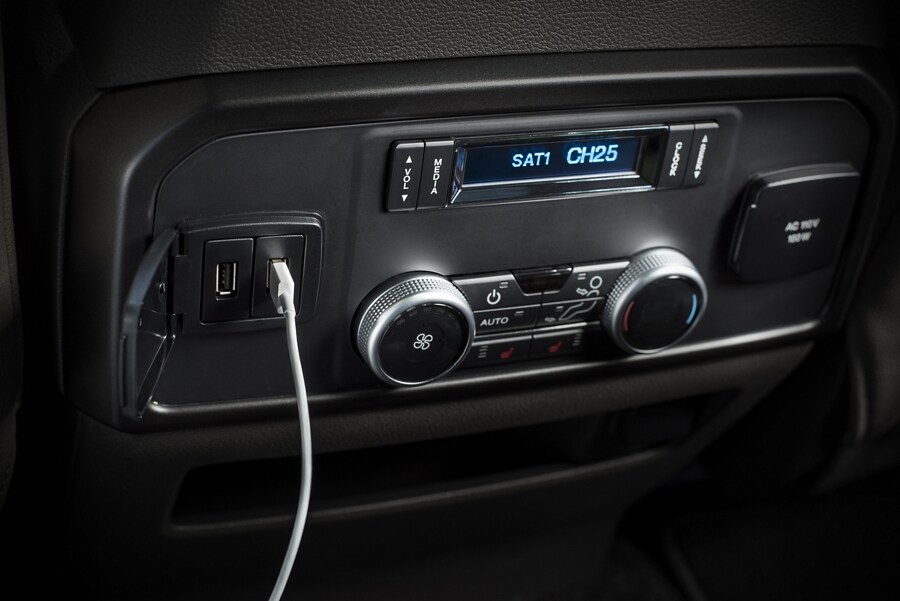 Close-up of USB charging ports