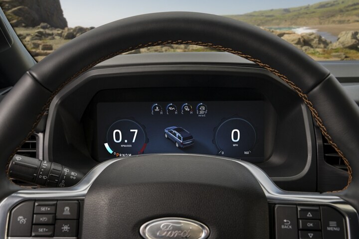 Close-up of 2023 Ford Expedition fully digital instrument cluster
