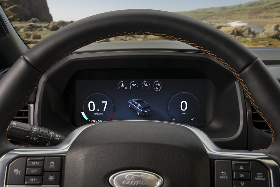 Close-up of the available dynamic digital instrument cluster