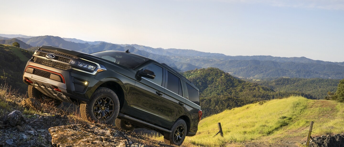 A 2023 Ford Expedition SUV being driven up a mountain