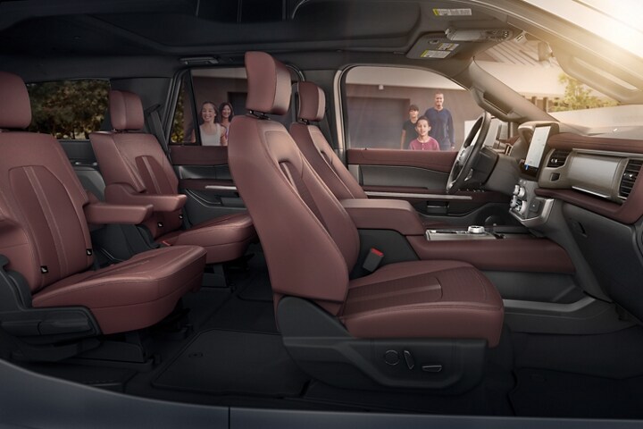 The available Limited Mahogany Interior of a 2023 Ford Expedition SUV