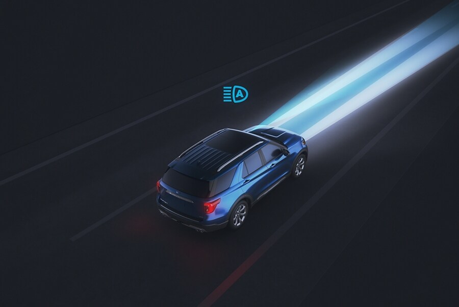 2023 Ford Explorer® SUV graphic demonstrating Auto High-Beam Headlamps