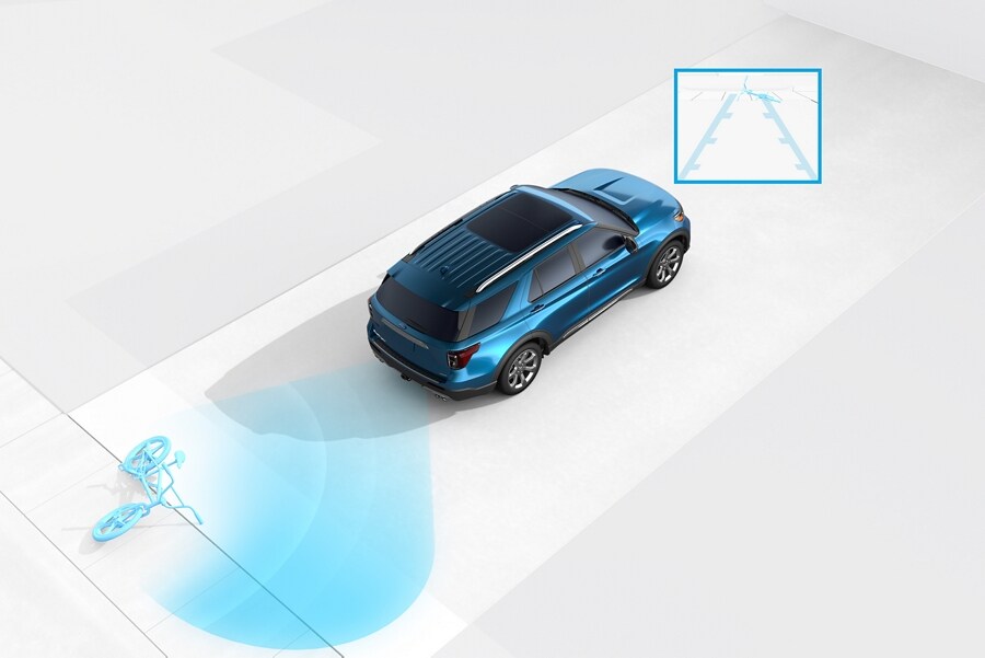 2023 Ford Explorer® SUV graphic demonstrating the Rear View Camera