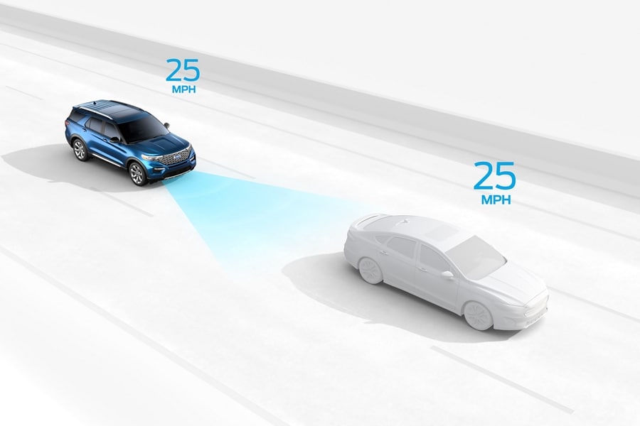 2023 Ford Explorer® SUV graphic demonstrating Intelligent Adaptive Cruise Control