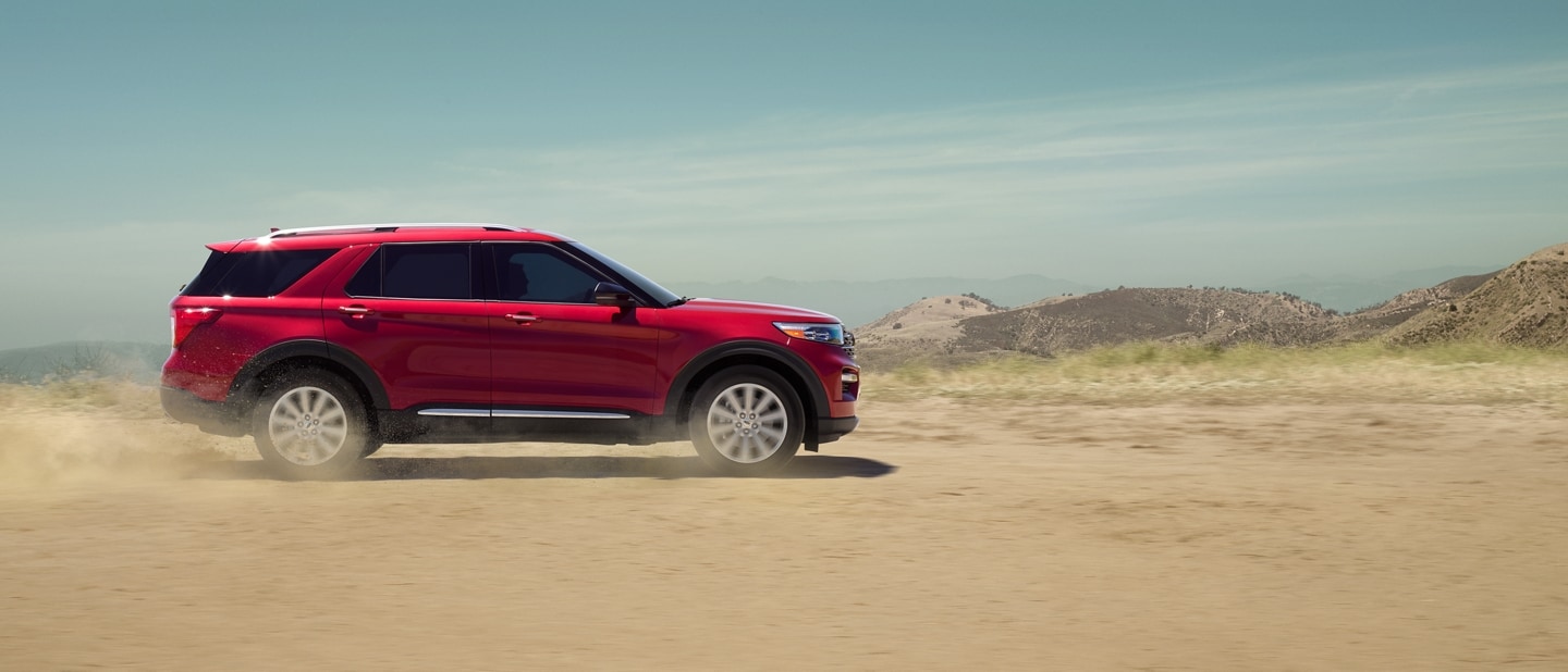 2023 Ford Explorer® Hybrid SUV being driven in the desert