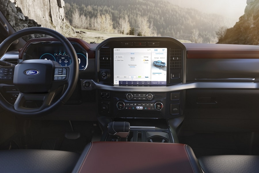 2021 Ford F 1 50 interior featuring the 12 inch touchscreen
