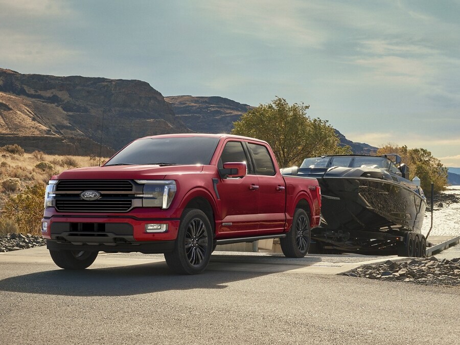 2024 Ford F-150® Platinum pulling a boat out of the water