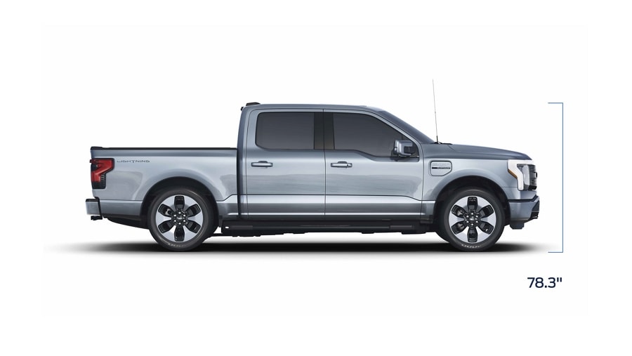 Profile of a 2023 Ford F-150® Lightning® with height measurement
