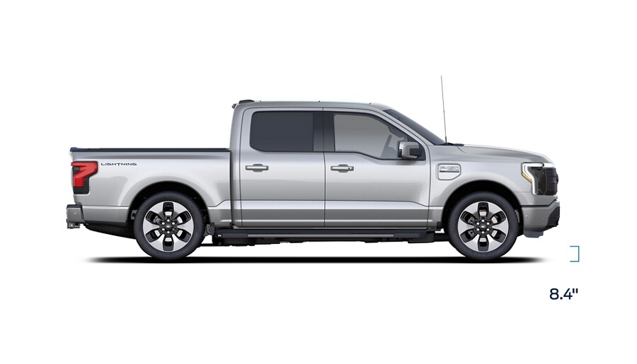 Profile of a 2023 Ford F-150® Lightning® with ground clearance measurement