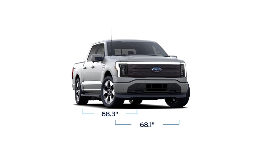 Profile of a 2023 Ford F-150® Lightning® with front and rear wheel tracking measurement