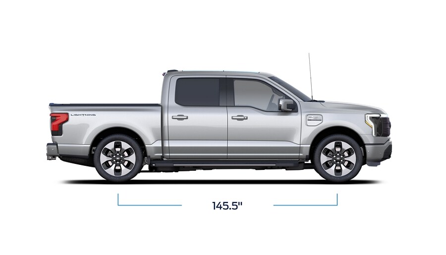 Profile of a 2023 Ford F-150® Lightning® with wheelbase measurement