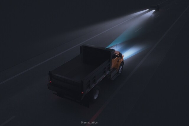 Animation of 2023 Ford medium duty using Auto High-Beam Headlamps