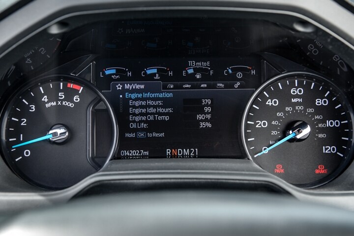 2024 Ford Medium Duty Digital Instrument Cluster with Intelligent Oil-Life Monitor® showing engine information