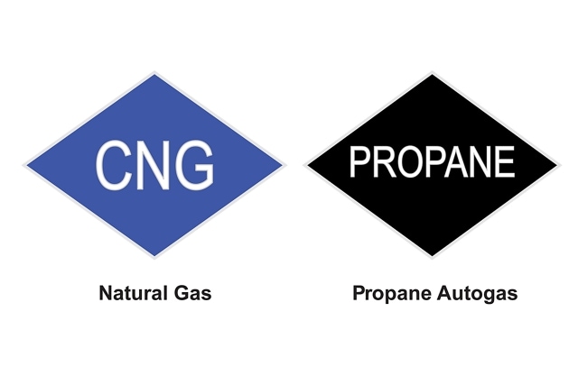 Standard diamond symbols for compressed natural gas and propane autogas