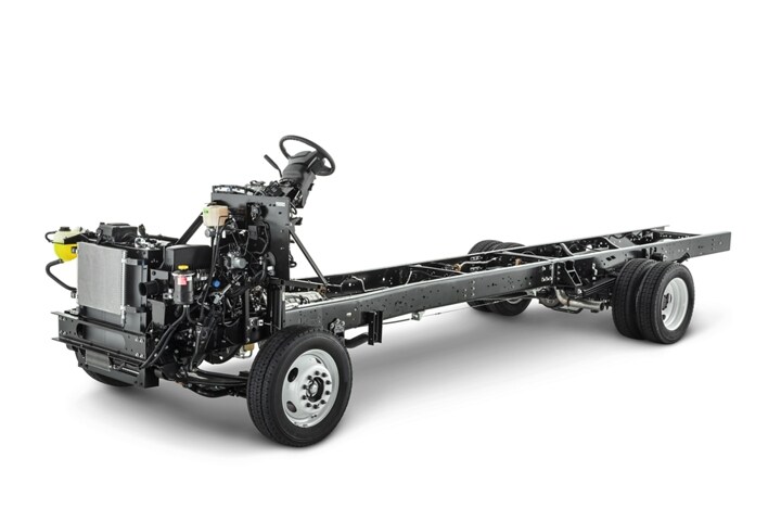 Side view of a 2024 Ford F-59 Commercial Stripped Chassis on a white background