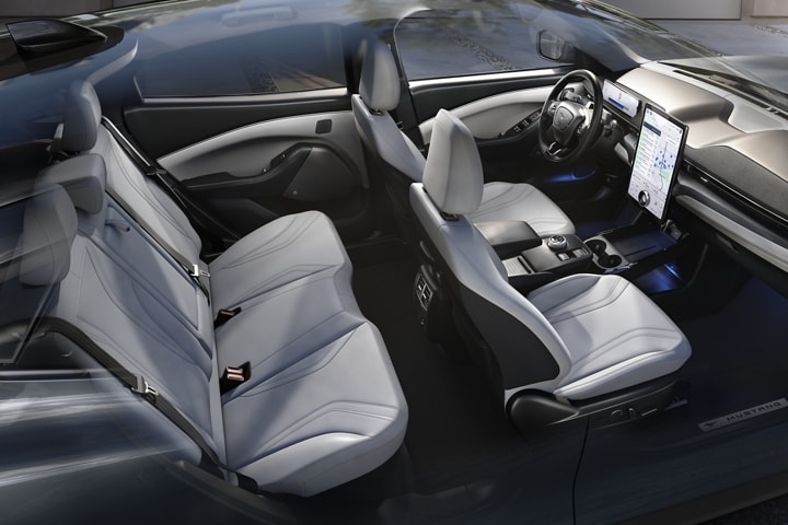 Light Space Gray interior of the 2023 Ford Mustang Mach-E® Premium SUV
