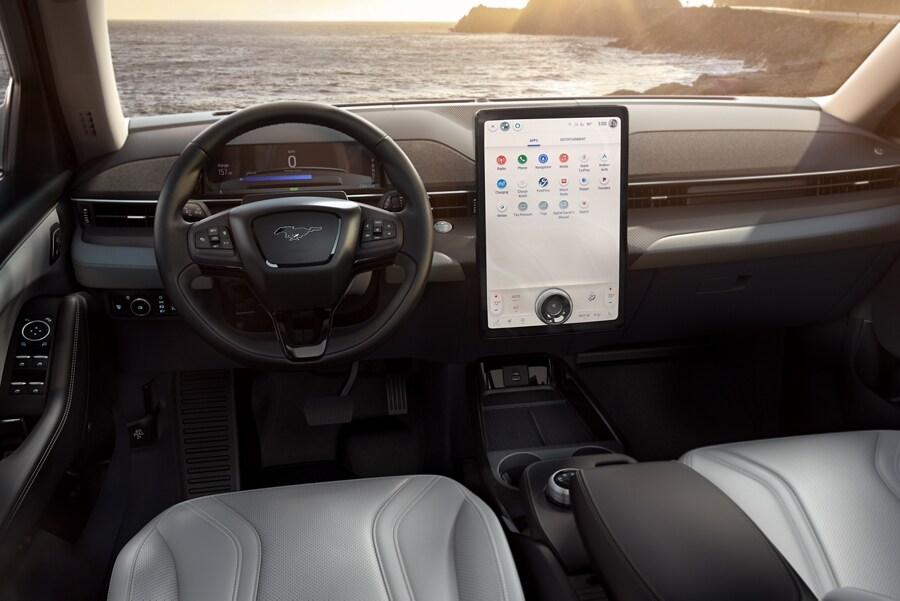 Interior view of the passenger seat and driver’s seat respectively