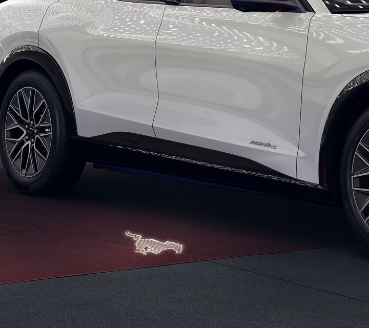 2024 Ford Mustang Mach-E® showing the welcoming Mustang pony puddle lights
