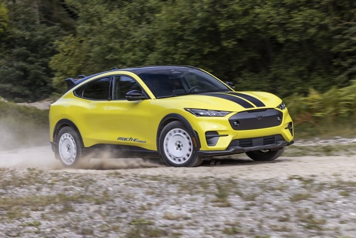 The 2024 Ford Mustang Mach-E® being driven on dirt