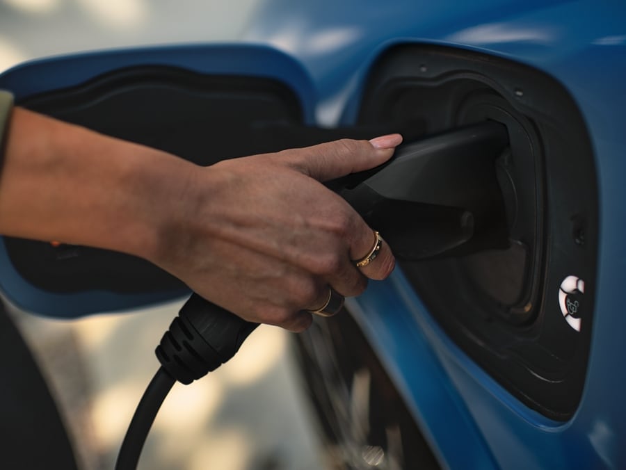 A 2024 Ford Mustang Mach-E® being charged