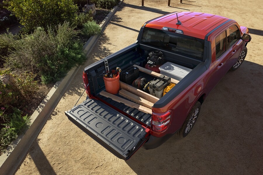 Overhead view of 2023 Ford Maverick® truck in Hot Pepper Red