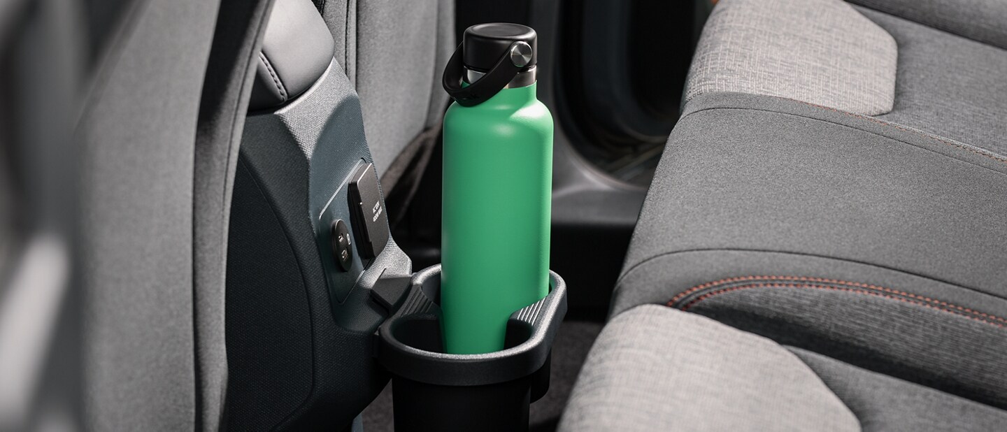 Pre-made cupholders in the Ford Integrated Tether System slots of the 2023 Ford Maverick® truck