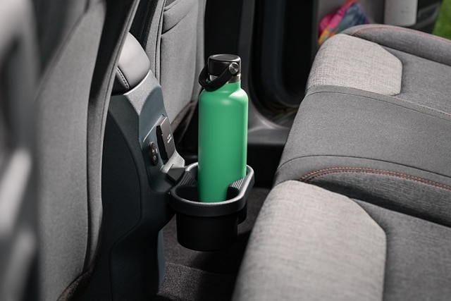 Pre-made cupholders in the Ford Integrated Tether System slots of the 2023 Ford Maverick® truck