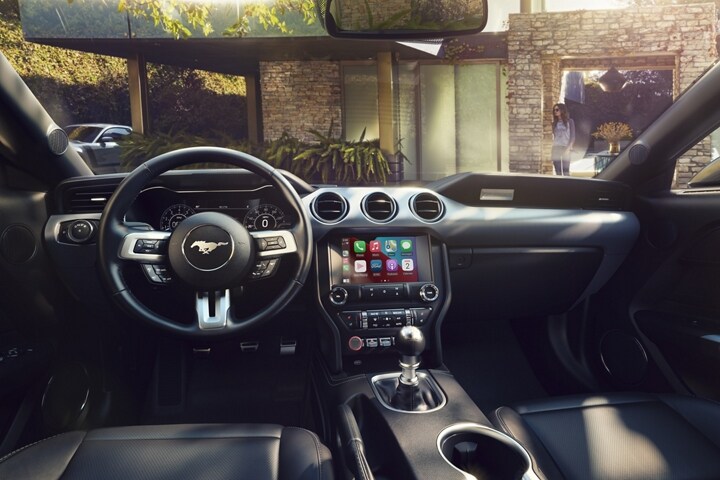 A 2023 Ford Mustang® coupe dashboard with an eight-inch touchscreen